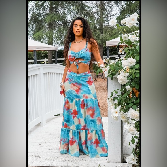 Colorful Tie-Dye Maxi Skirt set - Picture 3 of 4